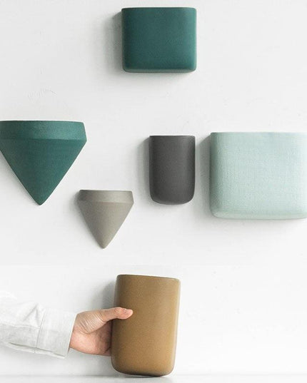 Elegant Scandinavian Ceramic Wall Planter Set for Modern Home Design