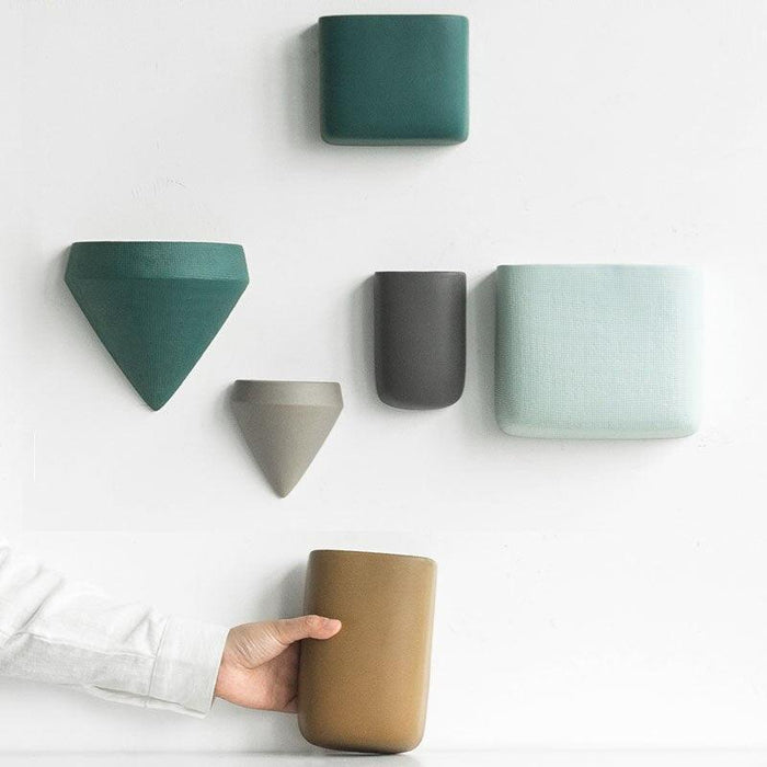 Elegant Scandinavian Ceramic Wall Planter Set for Modern Home Design