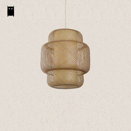 Organic Elegance: Artisan Handwoven Bamboo Rattan Pendant Light