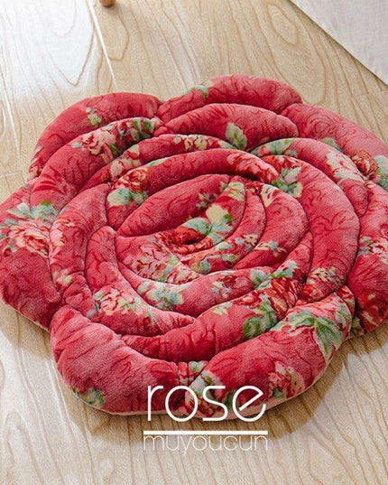 Elegant Japanese Rose Round Cushion with Soft PP Cotton Filling - Available in 55x55cm/45x45cm