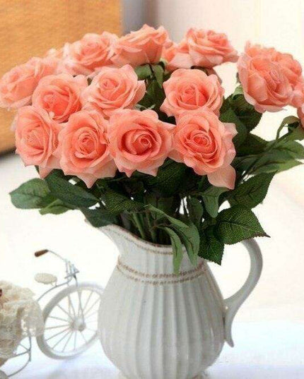 Stunning 50-Piece Realistic Faux Rose Bouquet - Perfect for Home & Wedding Decor