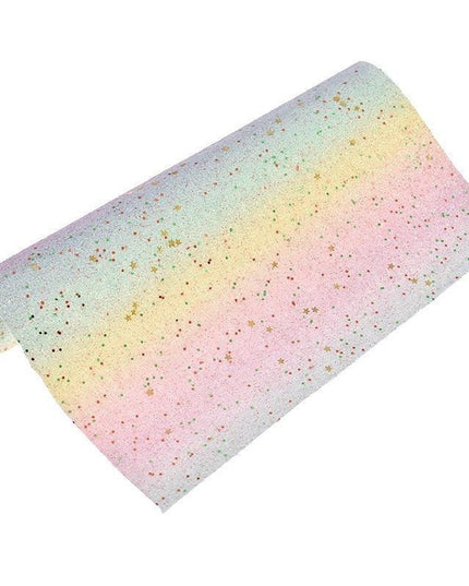 Rainbow Sparkle PU Leather for Creative DIY Projects