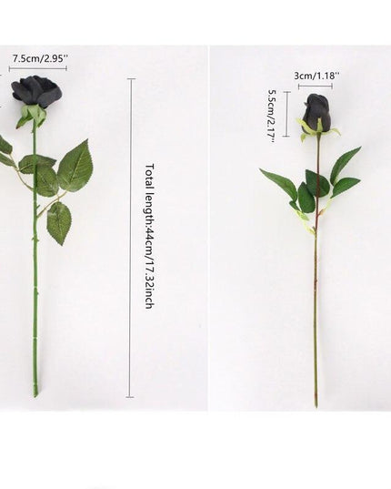 Chic Black Rose Tulip Latex Floral Arrangement - Set of 15 Handcrafted Elegance