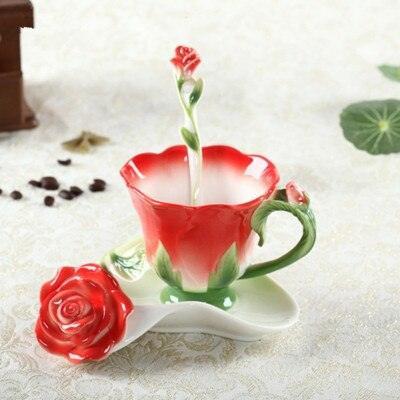 Captivating Blooming Red Rose 3D Ceramic Tea Set - An Exquisite Gift for Tea Aficionados