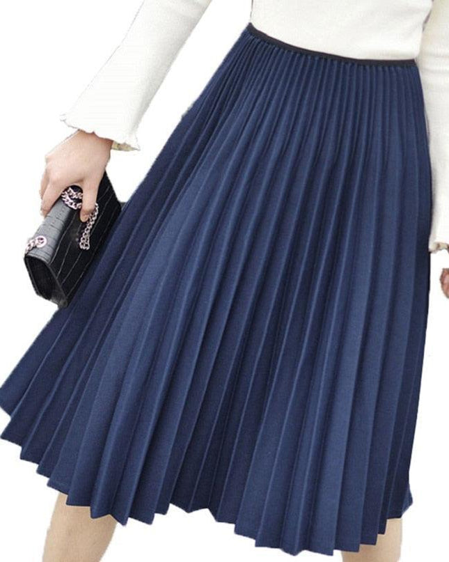 Chic White Pleated Midi Skirt - A Timeless Staple for Style-Conscious Women