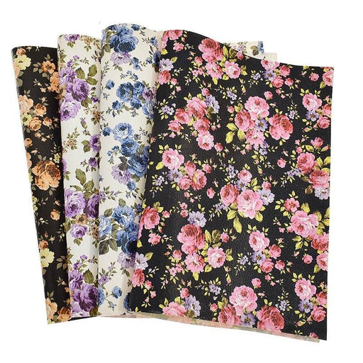 29x21cm A4 Floral Litchi Leather Handbag Crafting Fabric - PVC Material