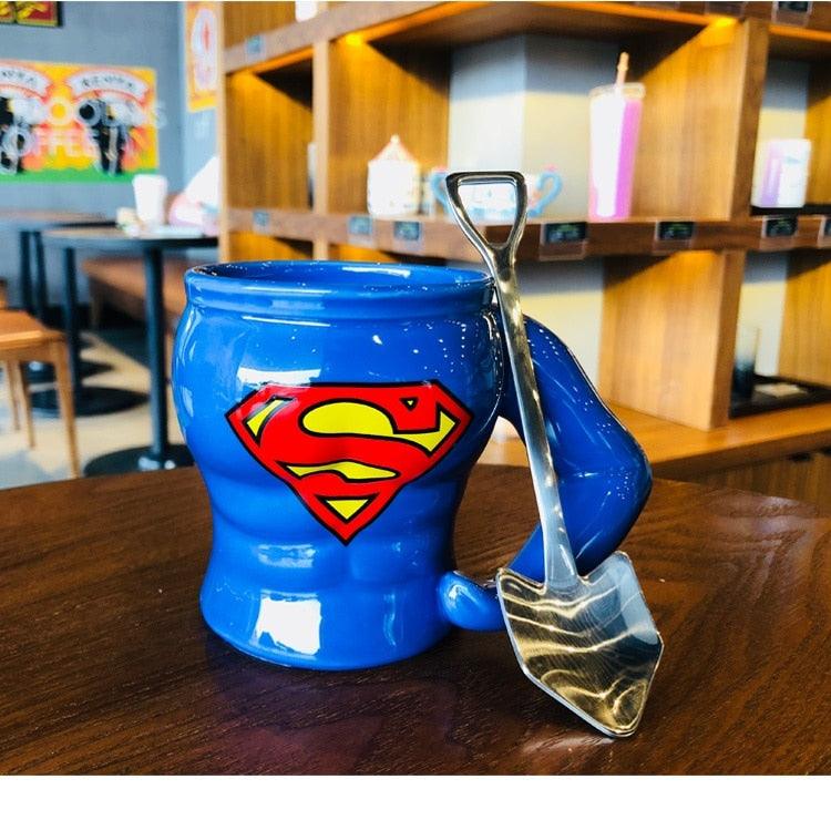 Super Hero Mugs With Spoon Pure Color Mugs Cup Kitchen Tool Christmas Gift-0-Très Elite-Blue-320ML-Très Elite