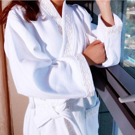 Luxurious Cotton Waffle Terry Bathrobe - Perfect for Home and Hotel