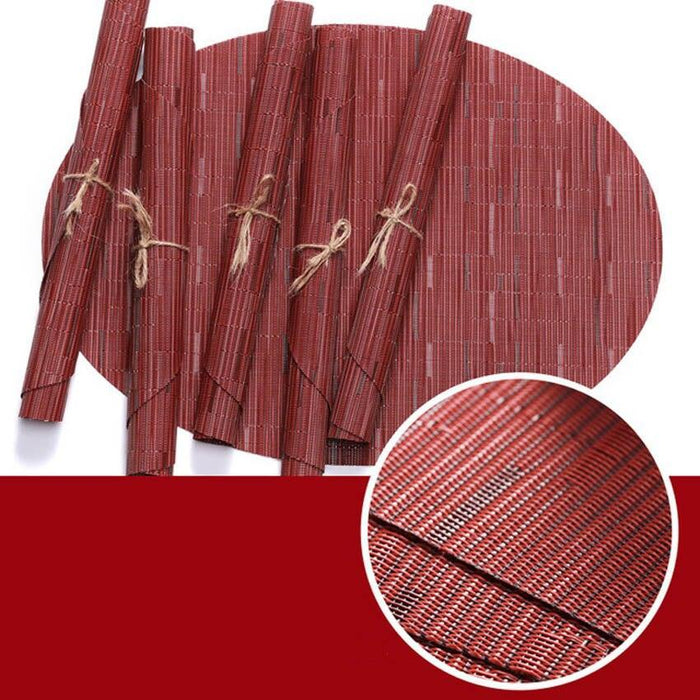 Elegant Bamboo Grain Oval Placemats Set - Stylish Table Protectors