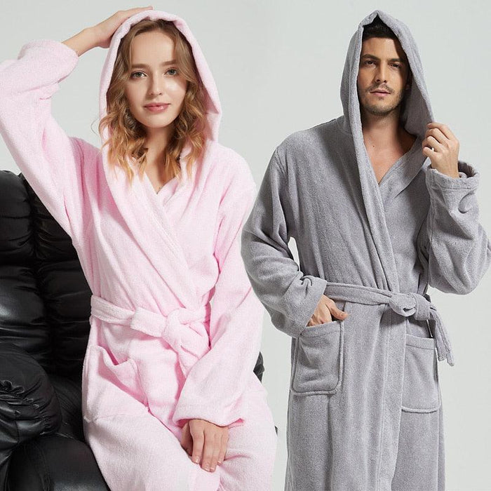 Men's Hooded Flannel Bathrobe for Cozy Summer Nights
