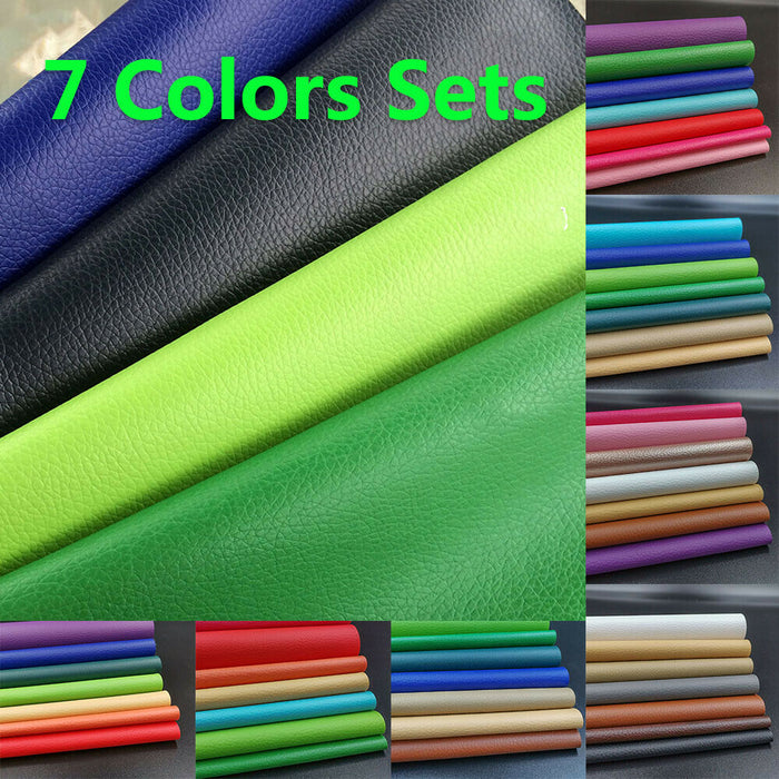 Vibrant Rainbow Faux Leather Crafting Kit - 7-Piece Assortment