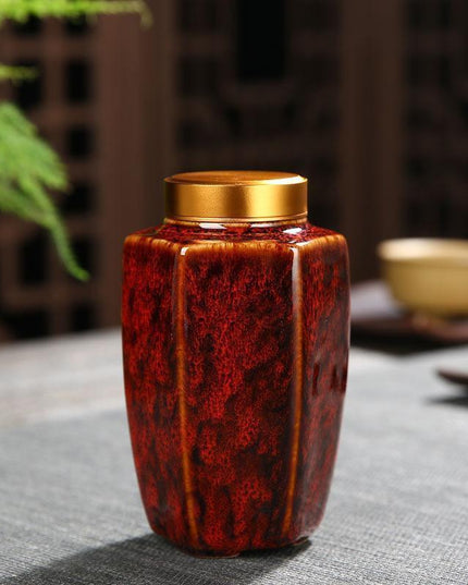 Elegant Vintage Chinese Ceramic Tea Storage Caddies - Set of 2 in Green & Black