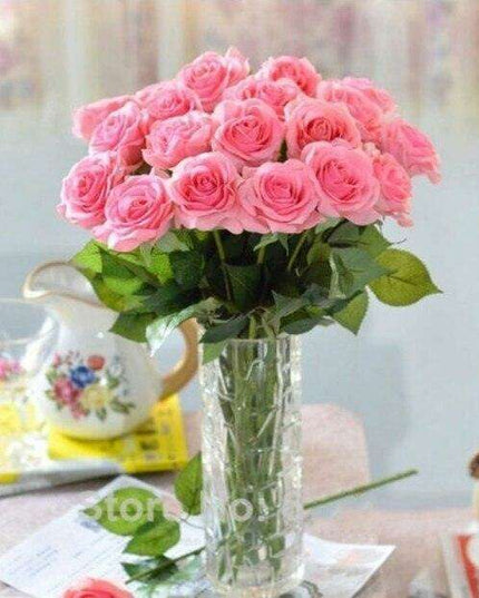 Stunning 50-Piece Realistic Faux Rose Bouquet - Perfect for Home & Wedding Decor