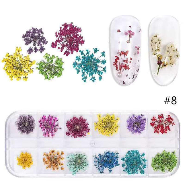 Botanical Elegance Nail Art Kit: Authentic Dried Flower Decoration Collection