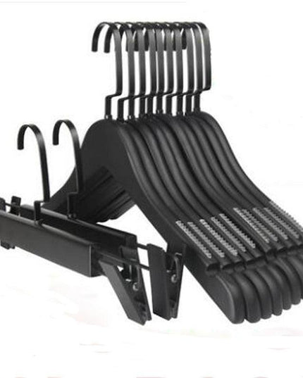 Stylish 10-Piece Premium Black Wooden Non-Slip Hanger Set
