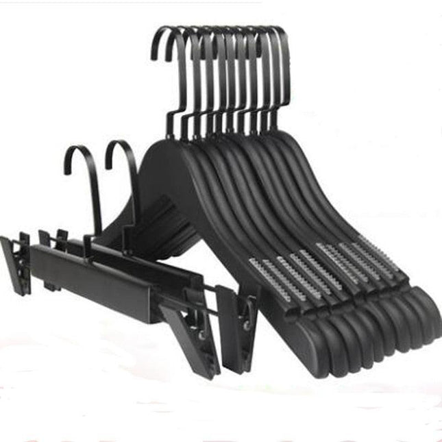 Stylish 10-Piece Premium Black Wooden Non-Slip Hanger Set