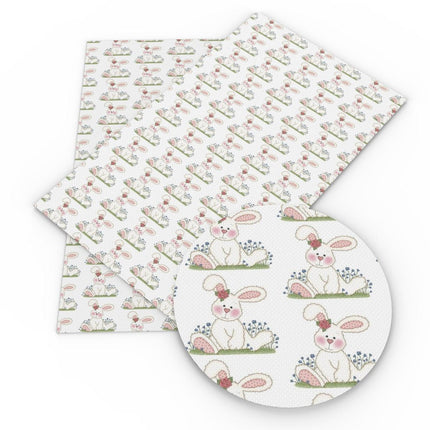 Easter Creativity Unleashed: Faux Leather Fabric with Adorable Rabbit Design