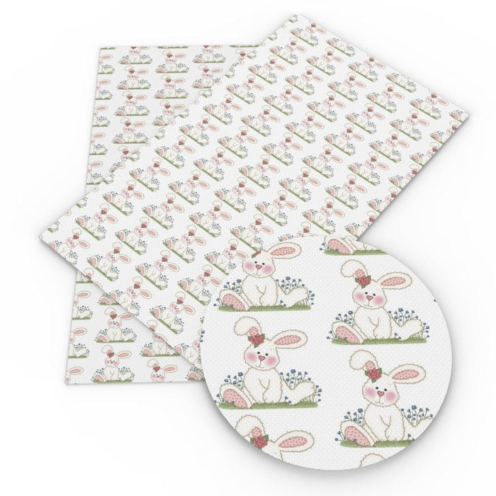 Easter Bunny Synthetic Leather Fabric - Elevate Your Easter Crafts with a Festive Flair