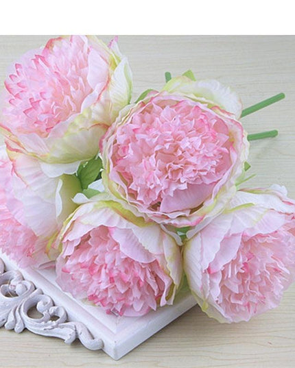 Elegant Peony and Blush Rose Silk Flower Arrangement Set