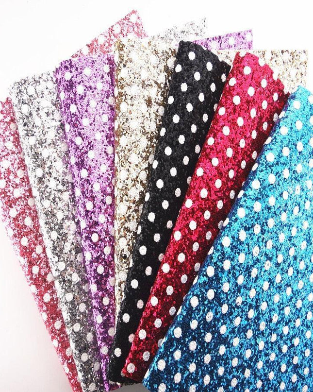 Sparkling Polka Dot Faux Leather Craft Sheets - Glamorous Creative Essentials