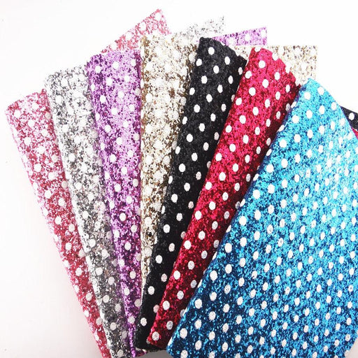 Shiny Polka Dot Synthetic Leather Sheets for DIY Projects