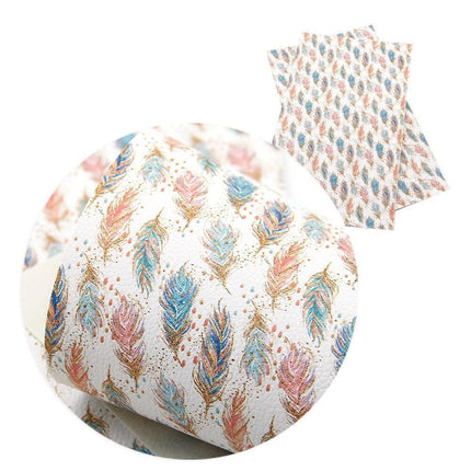 Elegant Floral Print Synthetic Leather Crafting Fabric - 20*33cm Premium Quality for Creative Projects