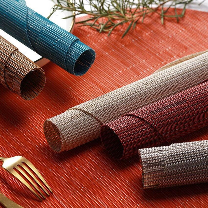 Elegant Bamboo Grain Oval Placemats Set - Stylish Table Protectors