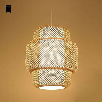 Organic Elegance: Artisan Handwoven Bamboo Rattan Pendant Light