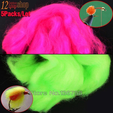 Vibrant Rose Red & Green Trout Fishing Egg Fly Yarn Set - Premium 5-Pack