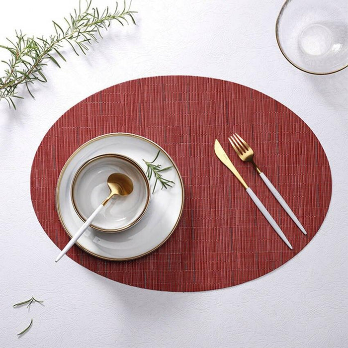 Bamboo Grain Oval Placemats Set - Stylish Dining Table Upgrade