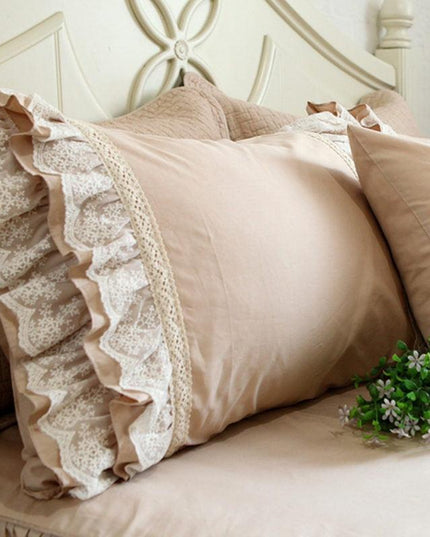 Luxe European Lace Embroidered Pillow Shams Set