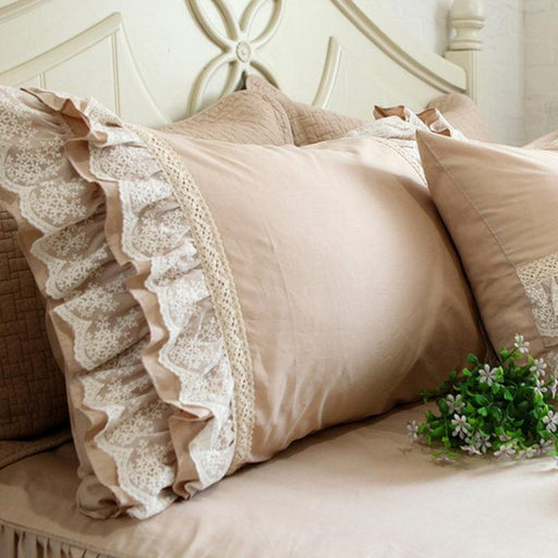 Luxurious European Elegance: Set of 2 Embroidered Lace Pillow Shams