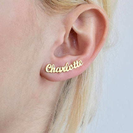 Personalized Elegant Name Script Stud Earrings: Unique Jewelry for Women