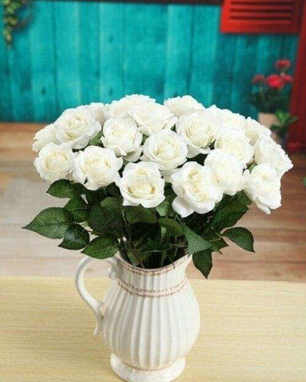 Stunning 50-Piece Realistic Faux Rose Bouquet - Perfect for Home & Wedding Decor