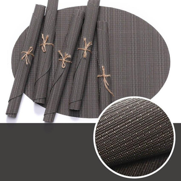 Elegant Bamboo Grain Oval Placemats Set - Stylish Table Protectors