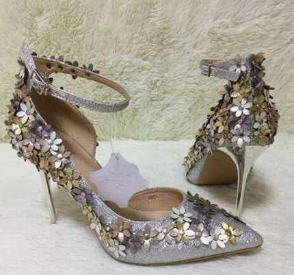 Glamorous Floral Sequin Bridal Heels for Unforgettable Events