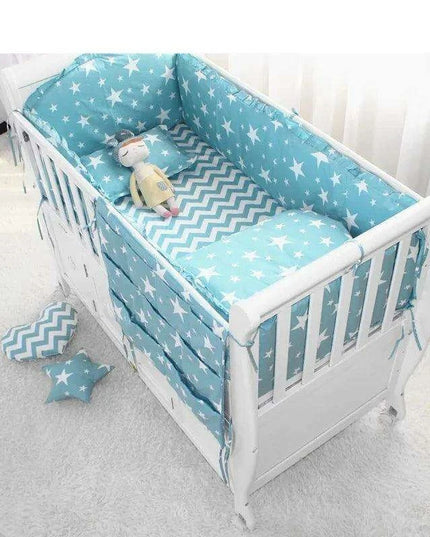 Breathable Cotton Baby Crib Bumper Pad Set - Protective 6-Piece Rail Guards