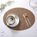 Bamboo Grain Oval Painting Placemats Set - 45x32.5cm, Pack of 6