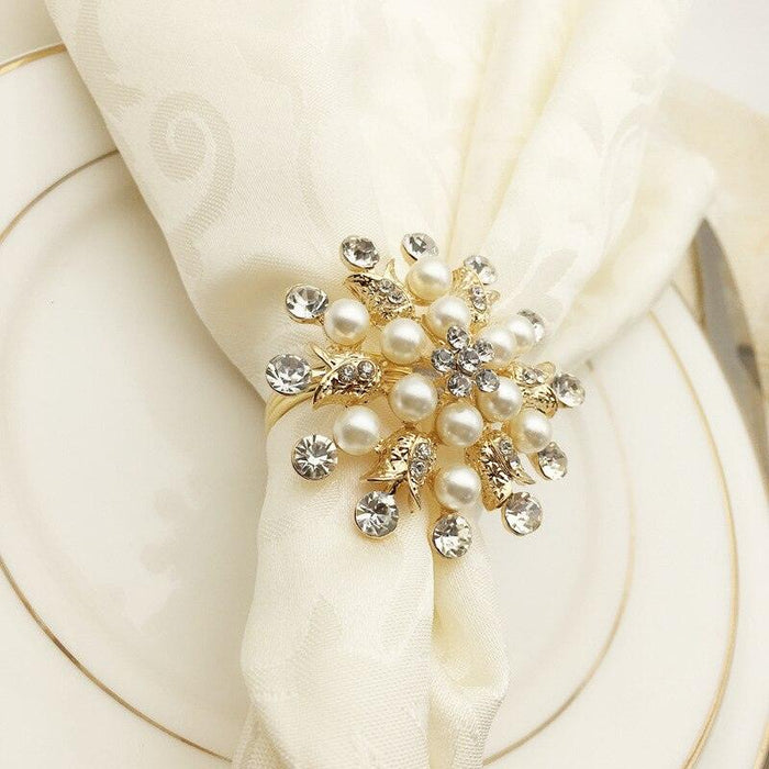 Set of 10 Elegant Faux Pearl Napkin Rings