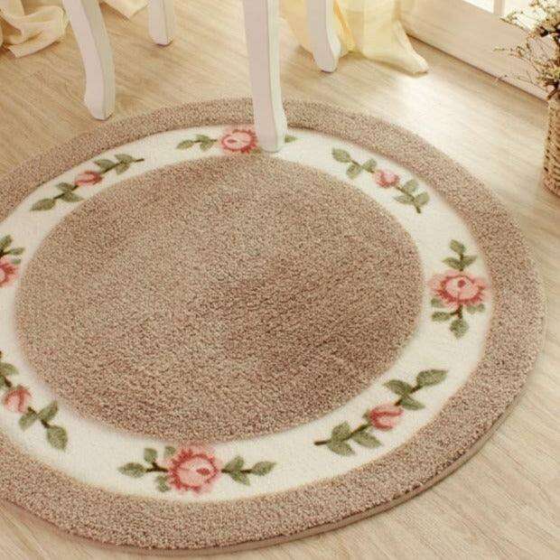 Plush Blossom Circular Bath Mat - Luxurious and Non-Slip Design