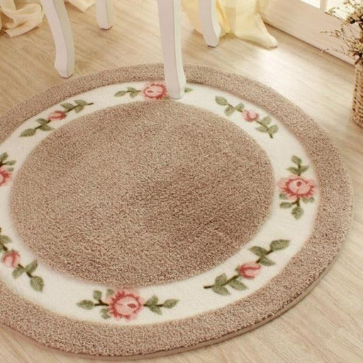 Soft Blossom Circular Bath Mat with Anti-Slip Base and Luxurious Texture