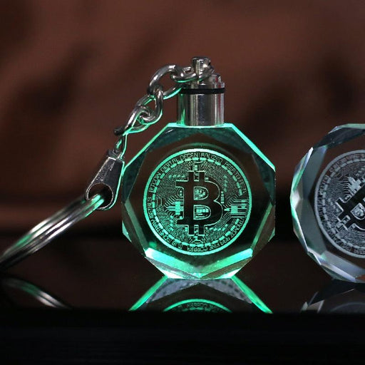 Illuminate your Bitcoin passion with the Crystal LED Key Chain Elegance