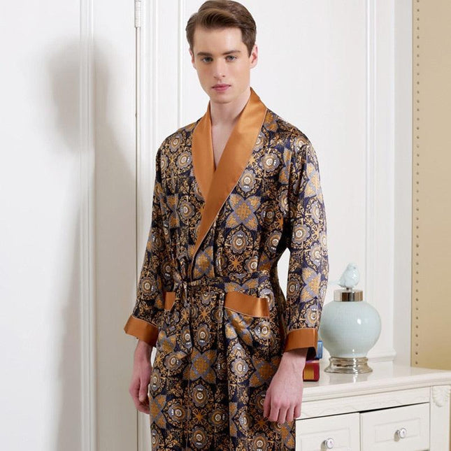Opulent Silk Lounge Robe for Men