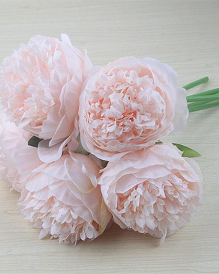 Elegant Peony and Blush Rose Silk Flower Arrangement Set