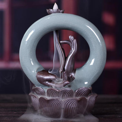 Buddha Hand Waterfall Incense Holder for Peaceful Atmosphere