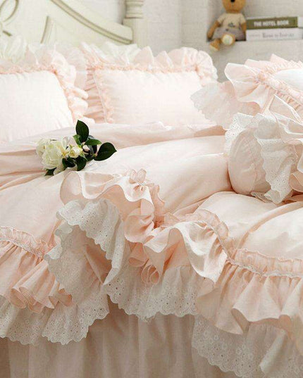 Fairy Tale Dreamscape Lace Bedding Set - Elegant Embroidered Linens for Little Princesses
