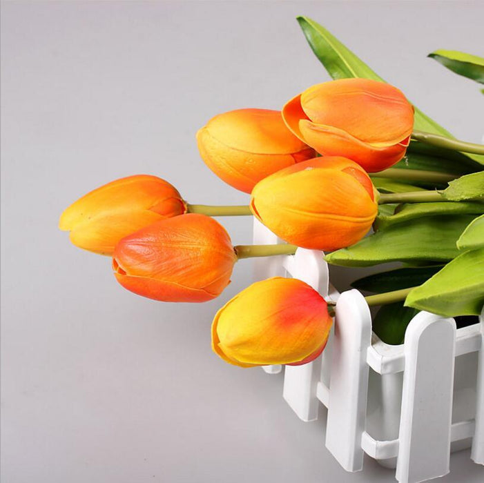 48pcs Lifelike Real Touch Tulip PU Artificial Flower Bouquet