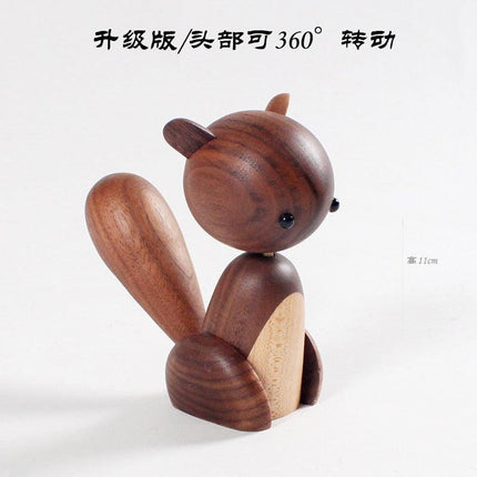 Handcrafted Eco-Friendly Walnut and Maple Squirrel Figurine - Scandinavian Artisan Design