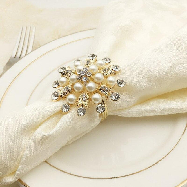 Elegant Pearl Ensemble: 10-Piece Faux Pearl Napkin Ring Set