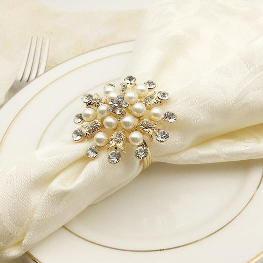 Set of 10 Elegant Faux Pearl Napkin Rings - Très Elite